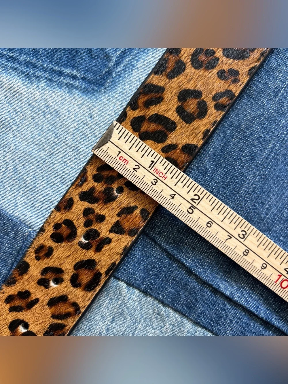 Leather Leopard Print Hair Belt Size M